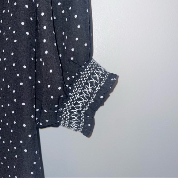 Bobeau Polka Dot Button Up Puff Sleeve Blouse - Picture 5 of 10